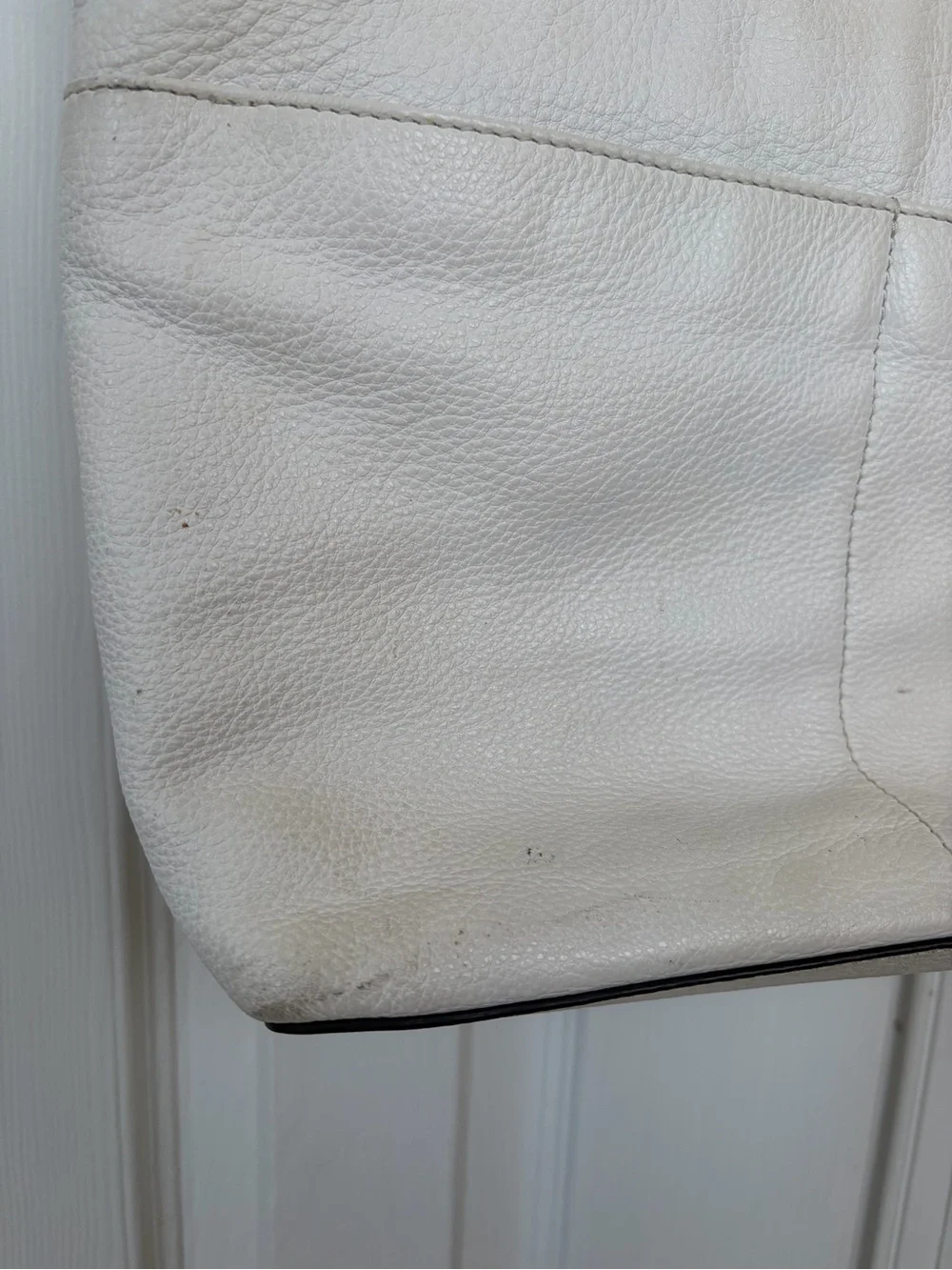 Michael Kors Cream Leather Tote with Tan Straps and Gold Hardware